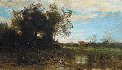 邓克沙丘纪念`Souvenir Des Dunes De Dunkerque (1872~1873) by Jean-Baptiste-Camille Corot