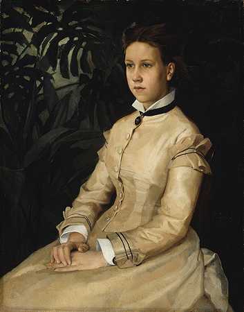 艺术家肖像她的妹妹艾伦·爱德费尔特`Portrait Of The Artists Sister Ellen Edelfelt (1876) by Albert Edelfelt