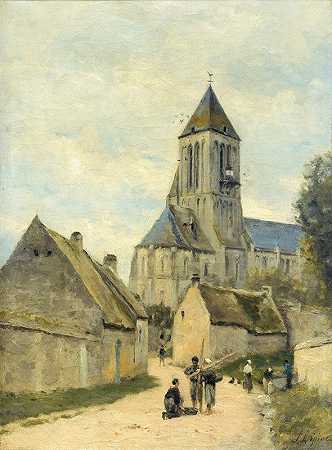 诺曼底的乌伊斯特勒姆教堂`Ouistreham church in Normandy by Stanislas Lépine