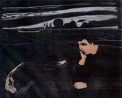 晚上（忧郁III）`Evening (Melancholy III) (1902) by Edvard Munch