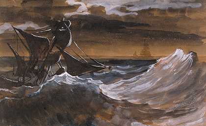 怒海中的帆船`Sailboat on a Raging Sea (about 1818–1819) by Théodore Géricault