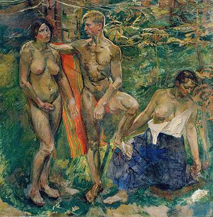 森林里的文件`Akte im Wald (1910~1911) by Franz Wiegele
