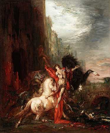 狄俄墨德吞食`Diomedes Devoured by His Horses (1865 1870) by His Horses by Gustave Moreau