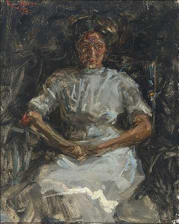 坐着的女人的肖像`Portræt af siddende kvinde (1912) by Viggo Johansen
