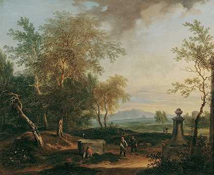 带底座的景观`Landschaft mit Postament (1753) by Christian Hilfgott Brand