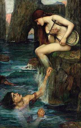 警报`The Siren by John William Waterhouse