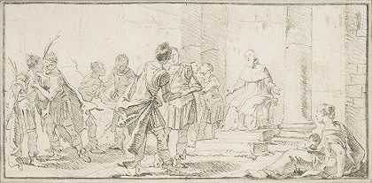缔造和平的场景`Scene of Peacemaking (1696–1770) by Giovanni Battista Tiepolo