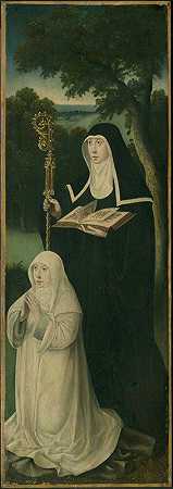 尼维尔的圣格特鲁德和奥古斯丁女教士`Saint Gertrude of Nivelles and an Augustinian Canoness (1525~50) by North Netherlandish School