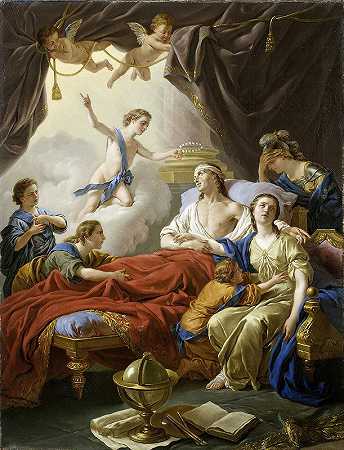 关于多芬之死的寓言`Allegory On The Death Of The Dauphin (1765) by Louis-Jean-François Lagrenée