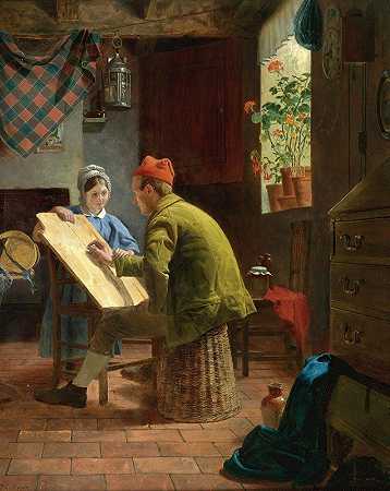 写作课`The Writing Lesson (1855) by James Collinson