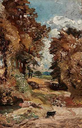 玉米田`The Cornfield (1816) by John Constable