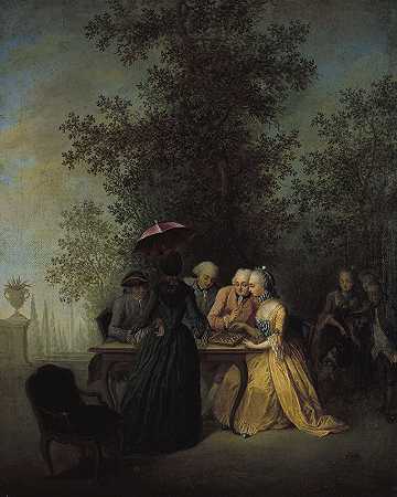 女士们的游戏`La Partie de dames (1765) by Michel-Barthélémy Ollivier