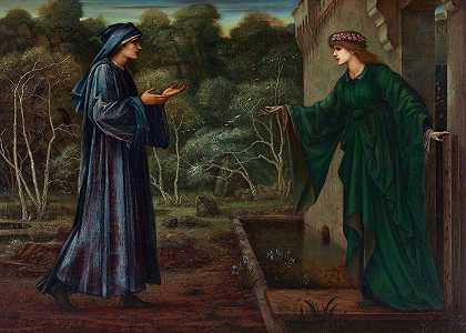 闲散之门的朝圣者`The Pilgrim At The Gate of Idleness (1884) by Sir Edward Coley Burne-Jones