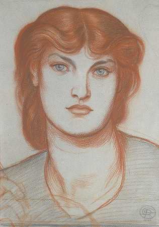 里贾纳堇属植物Alexa Wilding的研究`Study Of Alexa Wilding For Regina Cordium (1866) by Dante Gabriel Rossetti