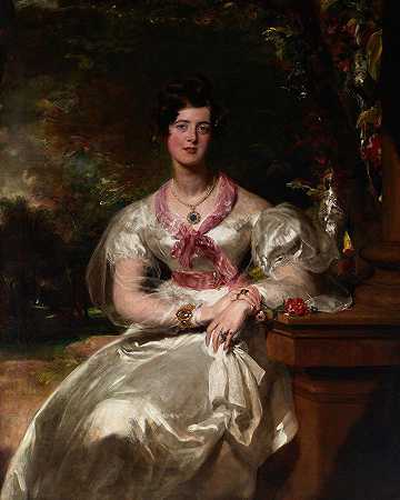 尊敬的西摩·巴瑟斯特夫人的肖像`Portrait of the Honorable Mrs. Seymour Bathurst (1828) by Sir Thomas Lawrence