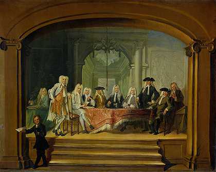 1729年，阿姆斯特丹阿尔莫泽涅斯韦舒伊斯孤儿院的摄政者`Regents of the Aalmoezeniersweeshuis Orphanage in Amsterdam, 1729 (1729) by Cornelis Troost
