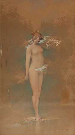 木仙女`Wood Nymph (1894) by Emile Milo