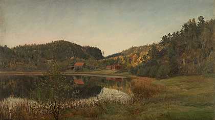 来自Risør附近的Tjerndalen`Fra Tjerndalen ved Risør (1894) by Amaldus Nielsen