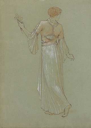 对一个穿着埃及服装的女人的研究`Study of a woman in Egyptian dress by Henry James Holiday