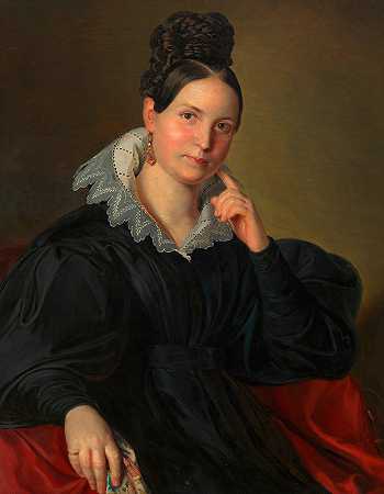 玛丽·冯·尼鲍尔，née。莫扎特（1804-1870）`Marie von Niebauer, geb. Mozart (1804~1870) (around 1835) by Franz Kadlik