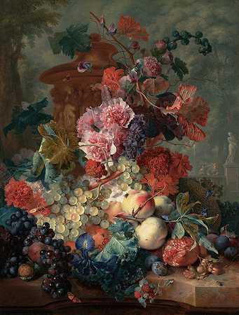 水果片`Fruit Piece (1722) by Jan van Huysum
