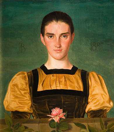 安妮·伊丽莎白·贝克肖像（1859-1947）`Portrait Of Anne Elizabeth Baker (1859~1947) (1887) by Joseph Edward Southall