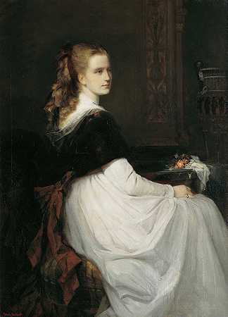 尤金妮·舍菲伦画像`Portrait of Eugenie Scheuffelen (1867) by Hans Makart