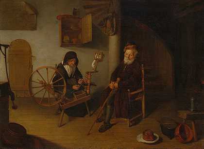 纺纱机`The Spinner (1653) by Quirijn Van Brekelenkam