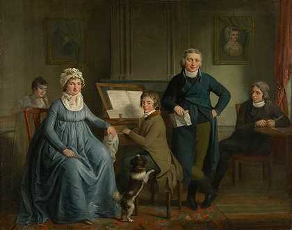 音乐制作家庭`Music~making family (1799) by Adriaan de Lelie