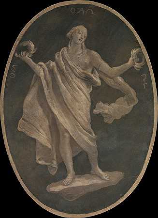 寓言性人物，代表美德，可能是爱国主义`Allegorical Figure Representing a Virtue, Possibly Patriotism (1760) by workshop of Giovanni Battista Tiepolo