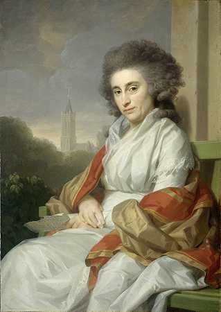 约翰内斯·卢布林克二世的妻子科妮莉亚·里德尼乌斯的肖像`Portrait of Cornelia Rijdenius, Wife of Johannes Lublink II (1790 ~ 1795) by Johann Friedrich August Tischbein