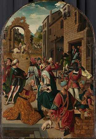 东方三博士的崇拜`The Adoration of the Magi (c. 1510 ~ c. 1515) by Workshop of Jacob Cornelisz. van Oostsanen