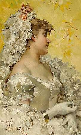 白衣女郎`Lady In White by Frederik Hendrik Kaemmerer