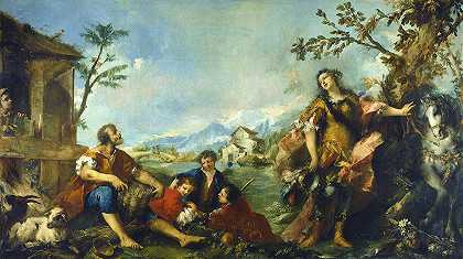厄米尼亚和牧羊人`Erminia and the Shepherds (1750~1755) by Giovanni Antonio Guardi