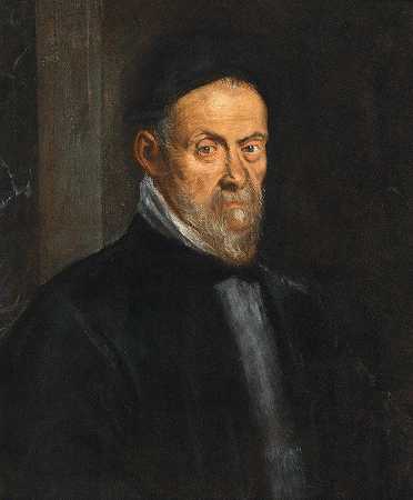 一个留胡子的男人，胸围长`Portait Of A Bearded Man, Bust Length by Jacopo Bassano