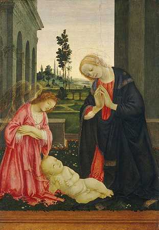 孩子的崇拜`The Adoration of the Child (c. 1475~1480) by Filippino Lippi