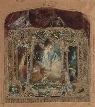 赖森伯格剧院幕布的设计`Entwurf für den Theatervorhang in Reichenberg (1873–1893) by Gustav Klimt