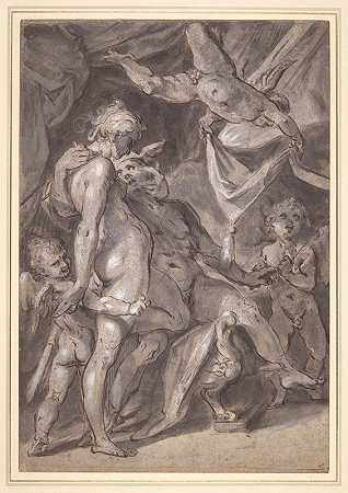 维纳斯和水星`Venus and Mercury (ca. 1600) by Bartholomaeus Spranger