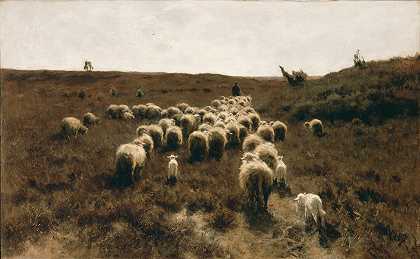 羊群的回归，拉伦`The Return of the Flock, Laren by Anton Mauve