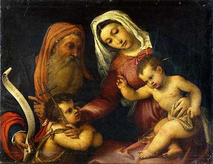 圣母和圣子撒迦利亚和施洗约翰`The Virgin and Child with Saints Zacharias and John the Baptist (1546) by Lorenzo Lotto