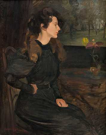 马塞尔·珍妮奥特15岁的肖像`Portrait de Marcelle Jeanniot à quinze ans (1896) by Pierre Georges Jeanniot