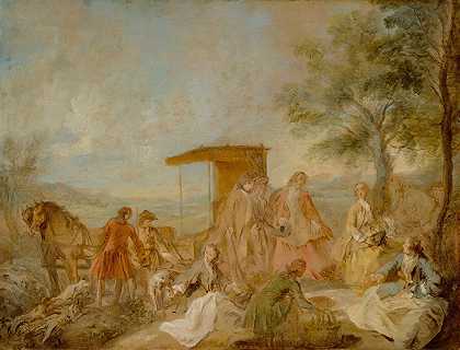 狩猎派对的晚餐`The Repast of the Hunting Party (ca. 1725) by Nicolas Lancret