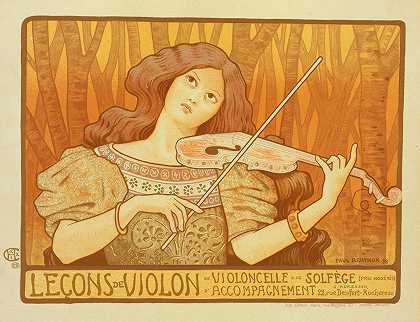 小提琴课`Leçons de Violon (1899) by Paul Berthon