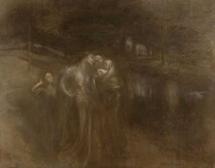 生命的年龄年轻母亲`Les âges de la vie ; les jeunes mères (1897 1900) by Eugène Carriere