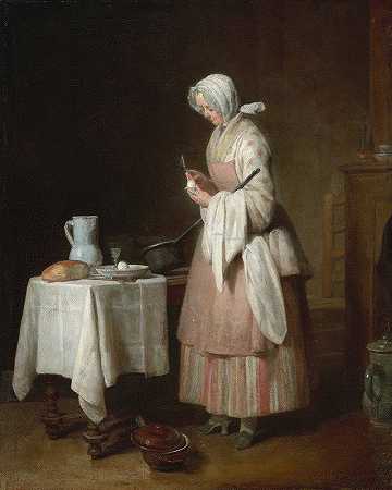 细心的护士`The Attentive Nurse (1747) by Jean-Baptiste-Siméon Chardin