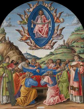 圣母之死`The Death of the Virgin (1485) by Bartolomeo Vivarini