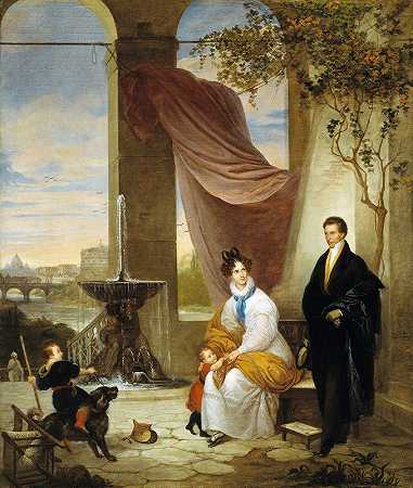 查尔斯·伊扎德·马尼高尔特和他在罗马的家人`Charles Izard Manigault and His Family in Rome by Ferdinando Cavalleri