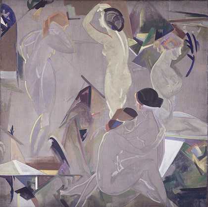 黎明`The Dawning (circa 1915) by Arthur Bowen Davies