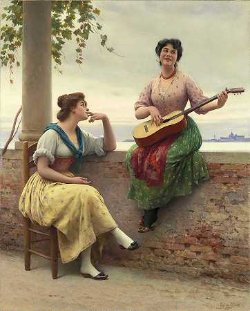 威尼斯旋律`Venetian Melody (1910) by Eugen von Blaas