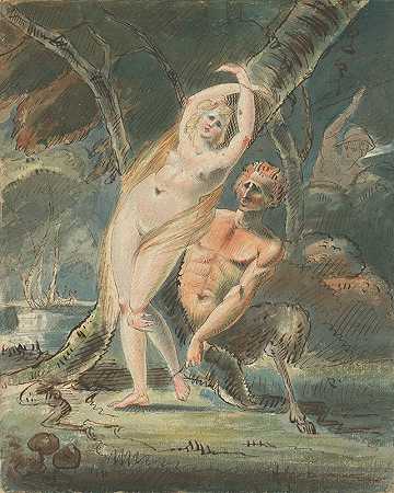 海葵和色狼`Amymone with a Lecherous Satyr (1770–80) by William Hamilton